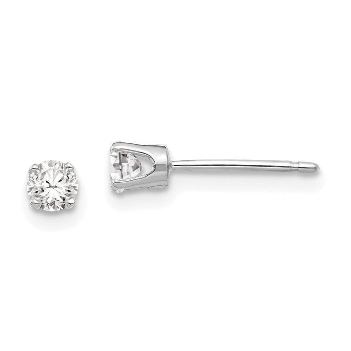 Lovely Rita's Earrings 14k White Gold 3.25 mm Cubic Zirconia Stud Earrings