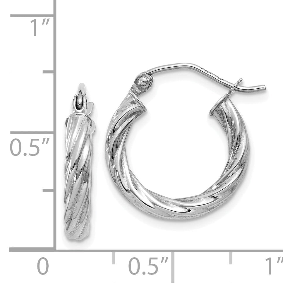Lovely Rita's Earrings 14k White Gold 3.25MM Twisted Hoop Earrings