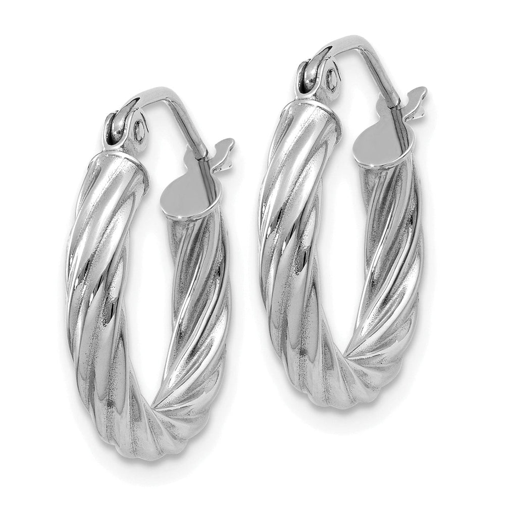 Lovely Rita's Earrings 14k White Gold 3.25MM Twisted Hoop Earrings