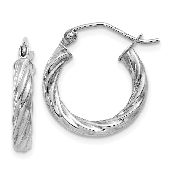 Lovely Rita's Earrings 14k White Gold 3.25MM Twisted Hoop Earrings