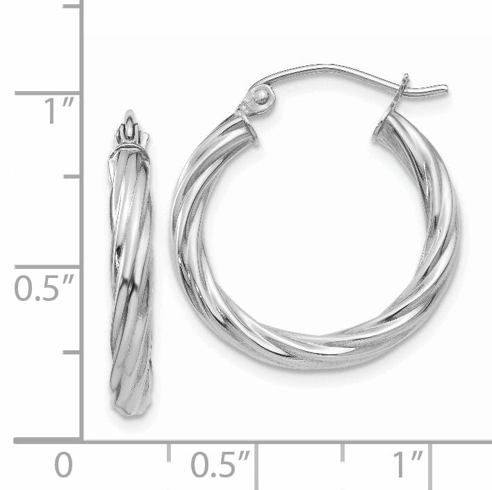 Lovely Rita's Earrings 14k White Gold 3.25MM Twisted Hoop Earrings