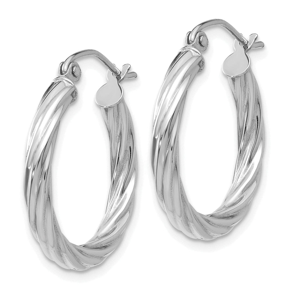 Lovely Rita's Earrings 14k White Gold 3.25MM Twisted Hoop Earrings