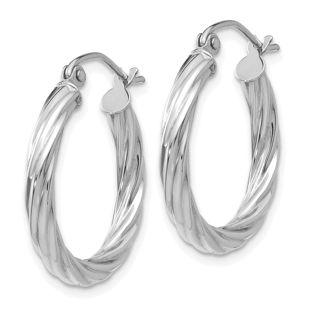 Lovely Rita's Earrings 14k White Gold 3.25MM Twisted Hoop Earrings