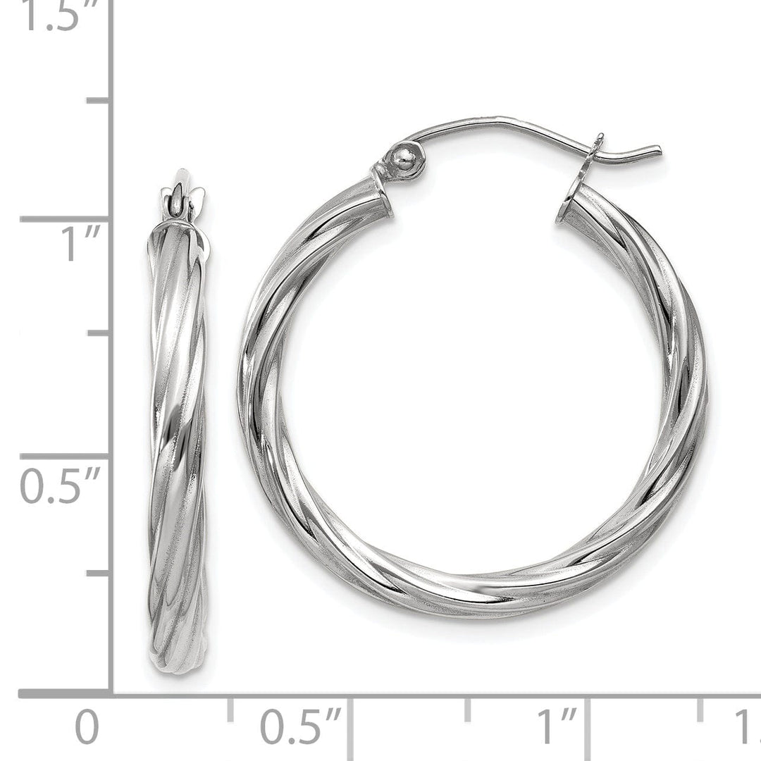 Lovely Rita's Earrings 14k White Gold 3.25MM Twisted Hoop Earrings