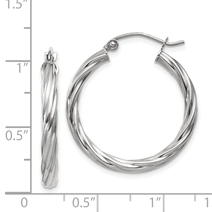Lovely Rita's Earrings 14k White Gold 3.25MM Twisted Hoop Earrings