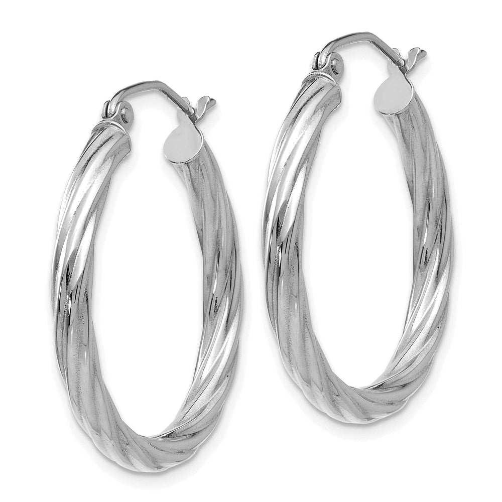 Lovely Rita's Earrings 14k White Gold 3.25MM Twisted Hoop Earrings