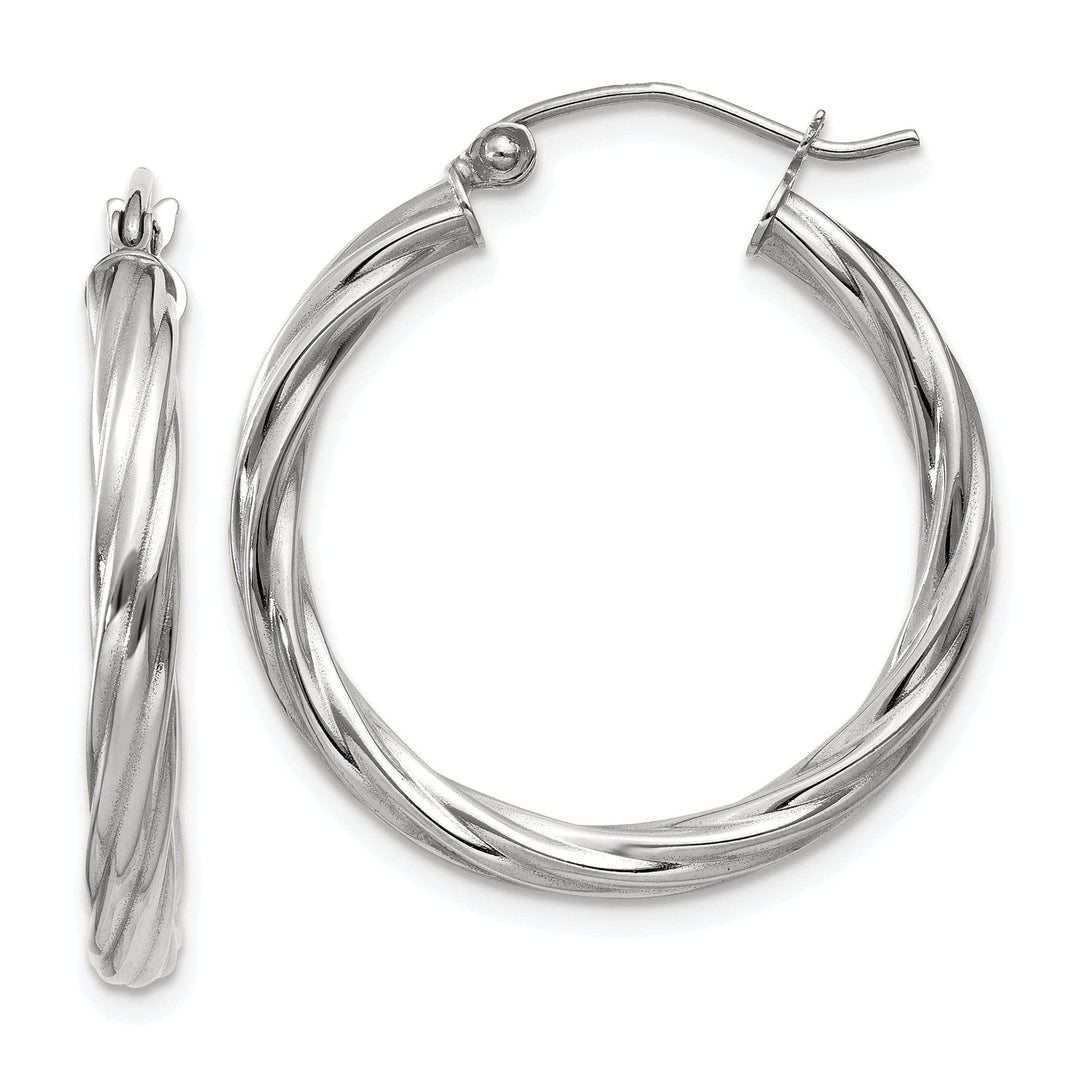 Lovely Rita's Earrings 14k White Gold 3.25MM Twisted Hoop Earrings
