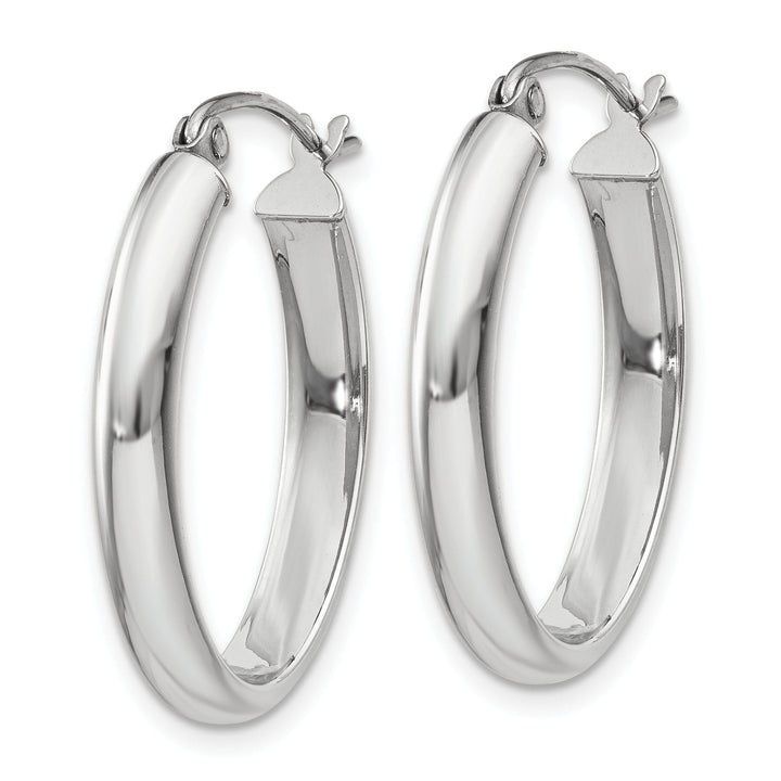 Lovely Rita's Earrings 14k White Gold 3.75MM Oval Tube Hoop Earrings