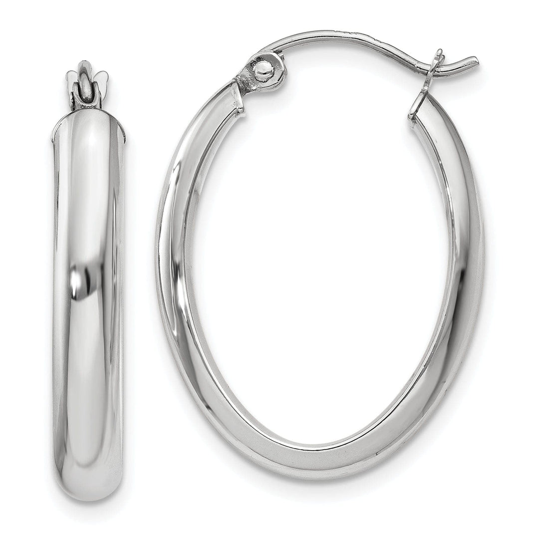 Lovely Rita's Earrings 14k White Gold 3.75MM Oval Tube Hoop Earrings