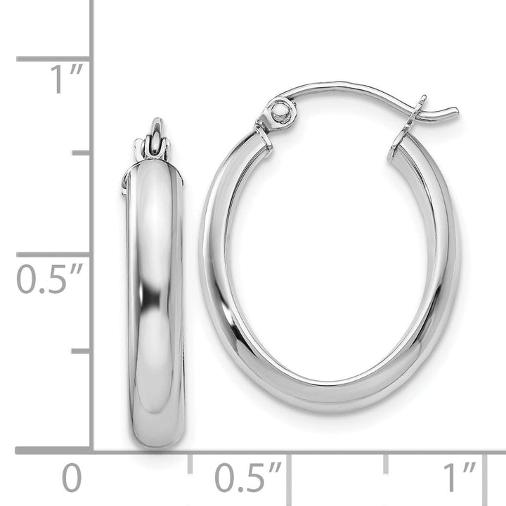 Lovely Rita's Earrings 14k White Gold 3.75MM Oval Tube Hoop Earrings