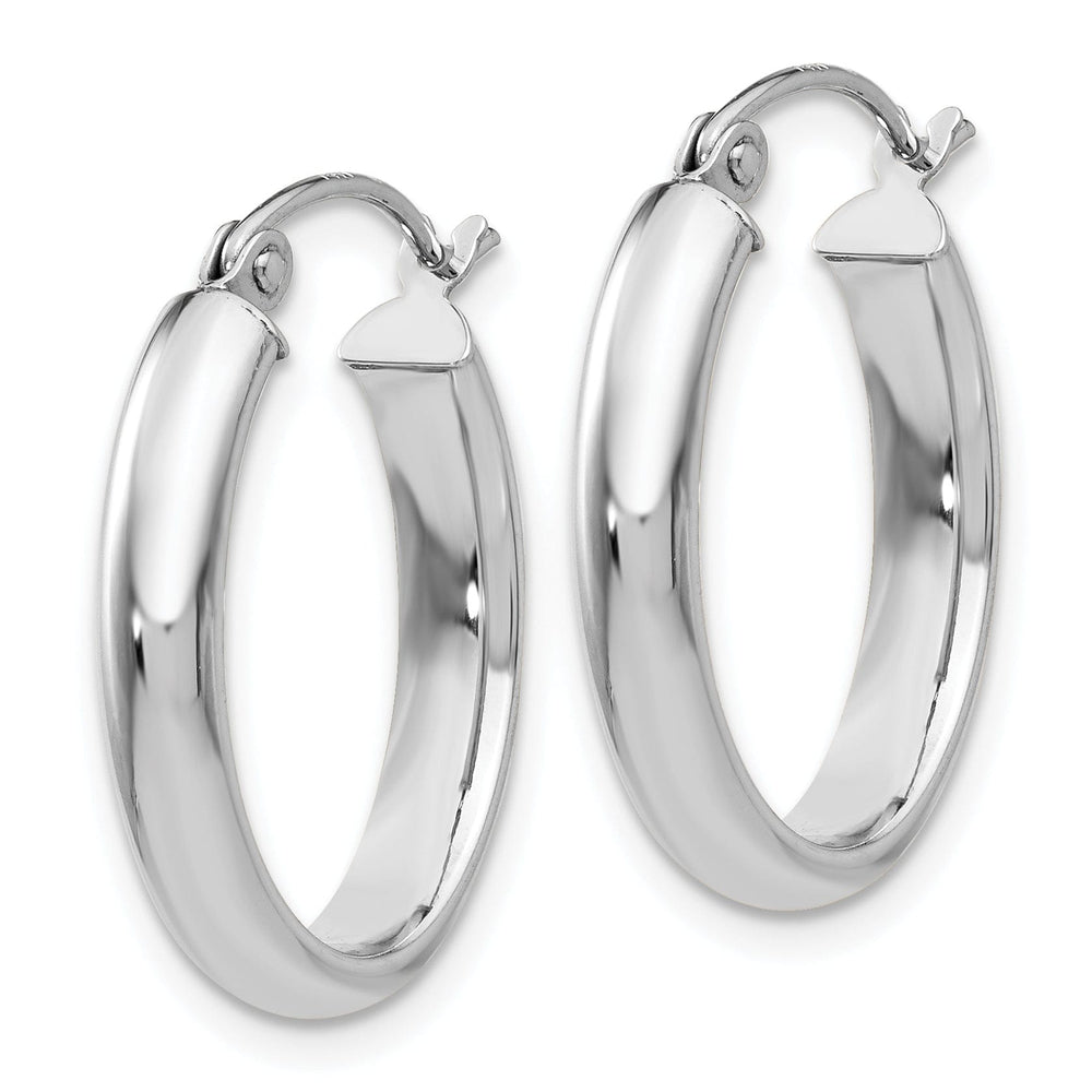 Lovely Rita's Earrings 14k White Gold 3.75MM Oval Tube Hoop Earrings