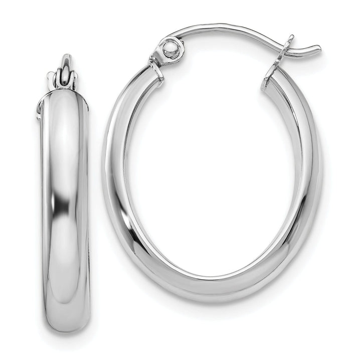 Lovely Rita's Earrings 14k White Gold 3.75MM Oval Tube Hoop Earrings
