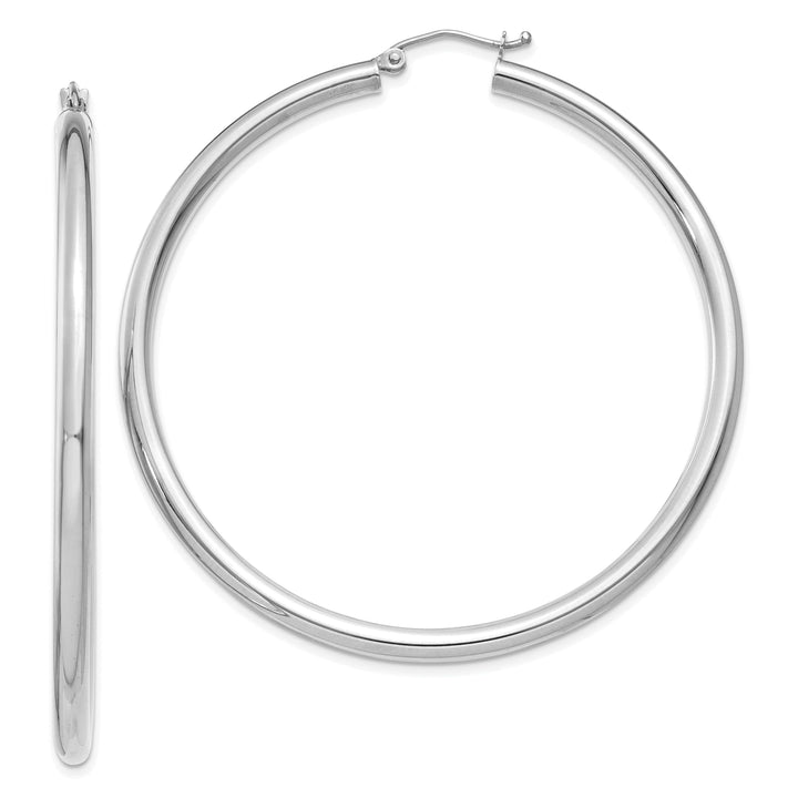 Lovely Rita's Earrings 14k White Gold 3MM Hoop Earrings