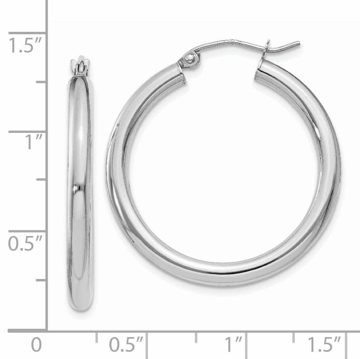 Lovely Rita's Earrings 14k White Gold 3MM Hoop Earrings