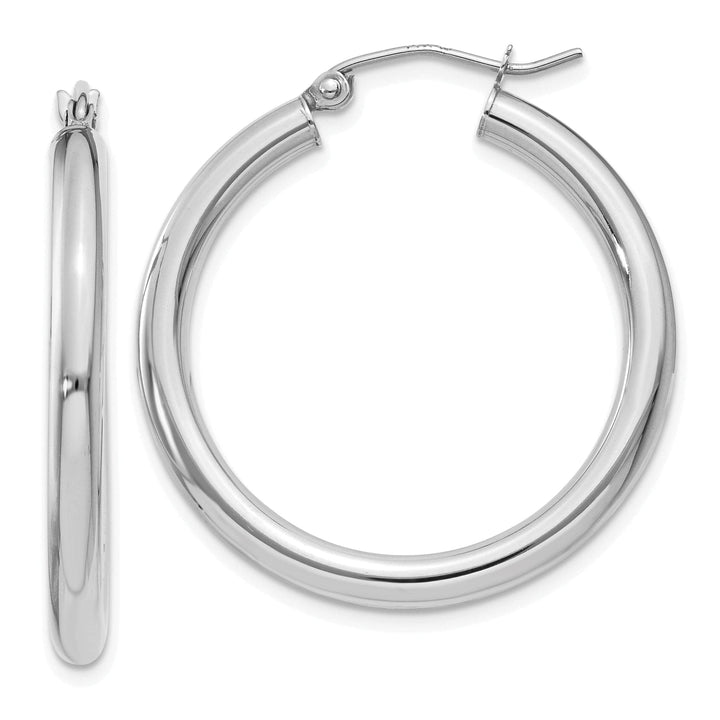 Lovely Rita's Earrings 14k White Gold 3MM Hoop Earrings
