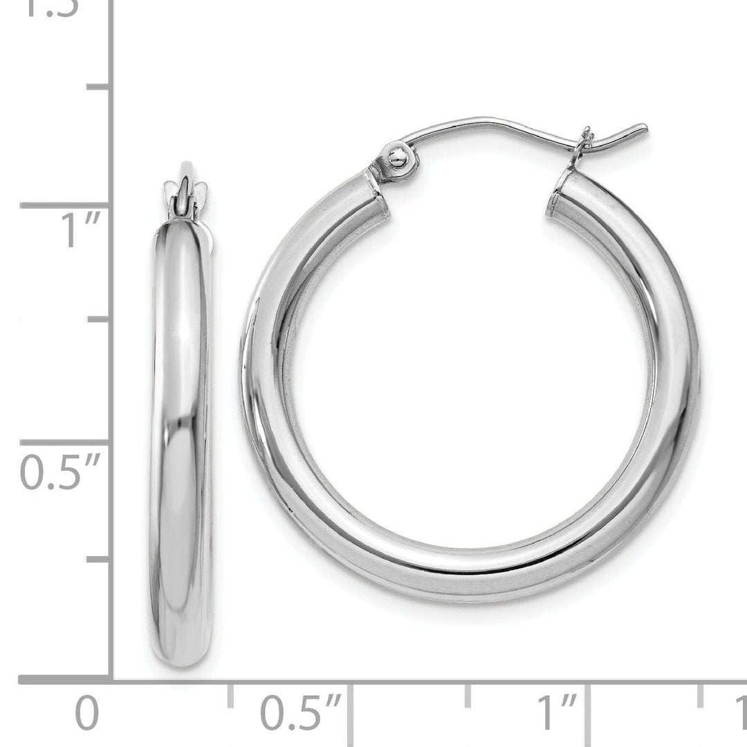 Lovely Rita's Earrings 14k White Gold 3MM Hoop Earrings