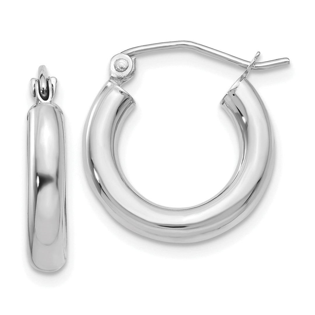 Lovely Rita's Earrings 14k White Gold 3MM Lightweight Round Hoop Earrings