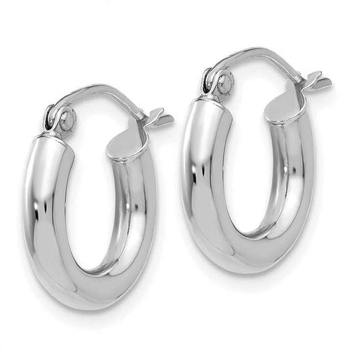 Lovely Rita's Earrings 14k White Gold 3MM Lightweight Round Hoop Earrings
