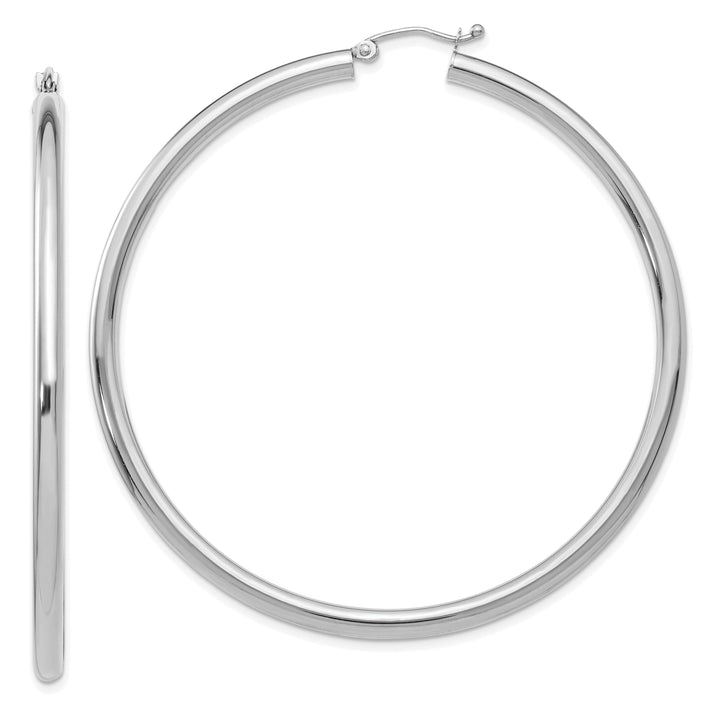 Lovely Rita's Earrings 14k White Gold 3MM Round Hoop Earrings