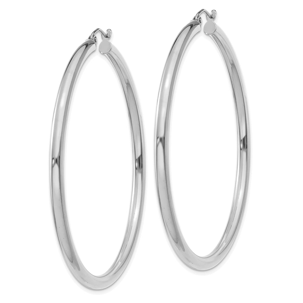 Lovely Rita's Earrings 14k White Gold 3MM Round Hoop Earrings