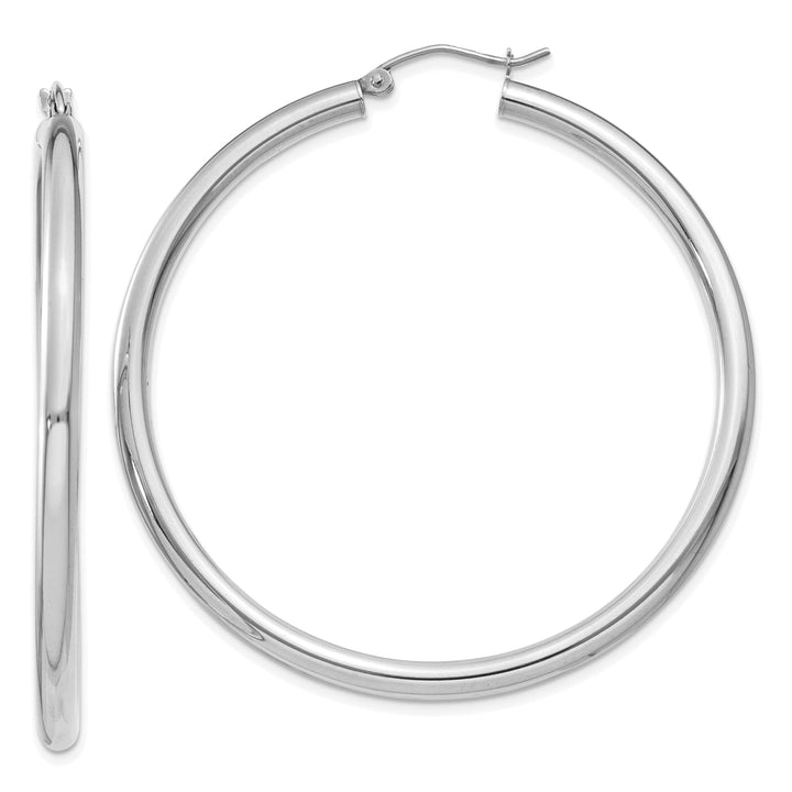 Lovely Rita's Earrings 14k White Gold 3MM Round Hoop Earrings