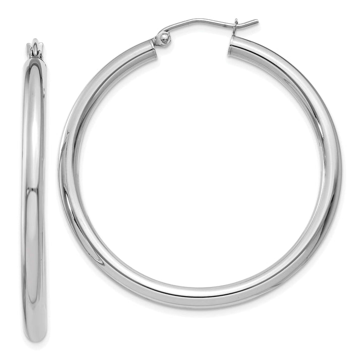 Lovely Rita's Earrings 14k White Gold 3MM Round Hoop Earrings