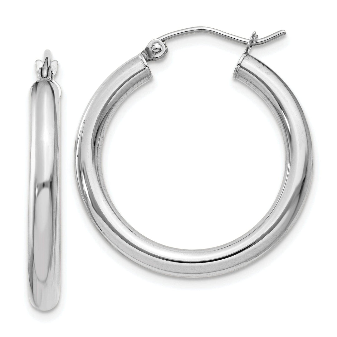 Lovely Rita's Earrings 14k White Gold 3MM Round Hoop Earrings