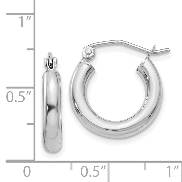 Lovely Rita's Earrings 14k White Gold 3MM Round Hoop Earrings