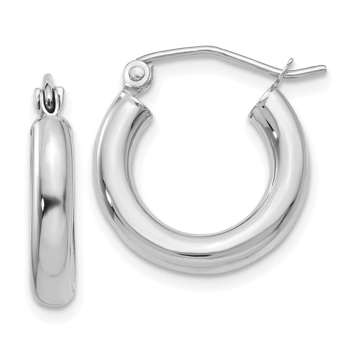 Lovely Rita's Earrings 14k White Gold 3MM Round Hoop Earrings