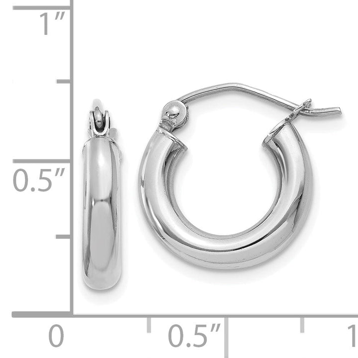 Lovely Rita's Earrings 14k White Gold 3MM Round Hoop Earrings