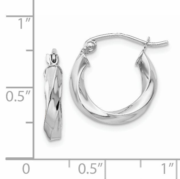 Lovely Rita's Earrings 14k White Gold 3MM Twisted Hoop Earrings