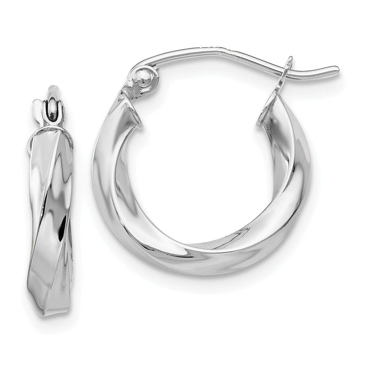 Lovely Rita's Earrings 14k White Gold 3MM Twisted Hoop Earrings