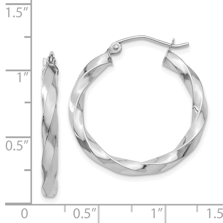 Lovely Rita's Earrings 14k White Gold 3MM Twisted Hoop Earrings