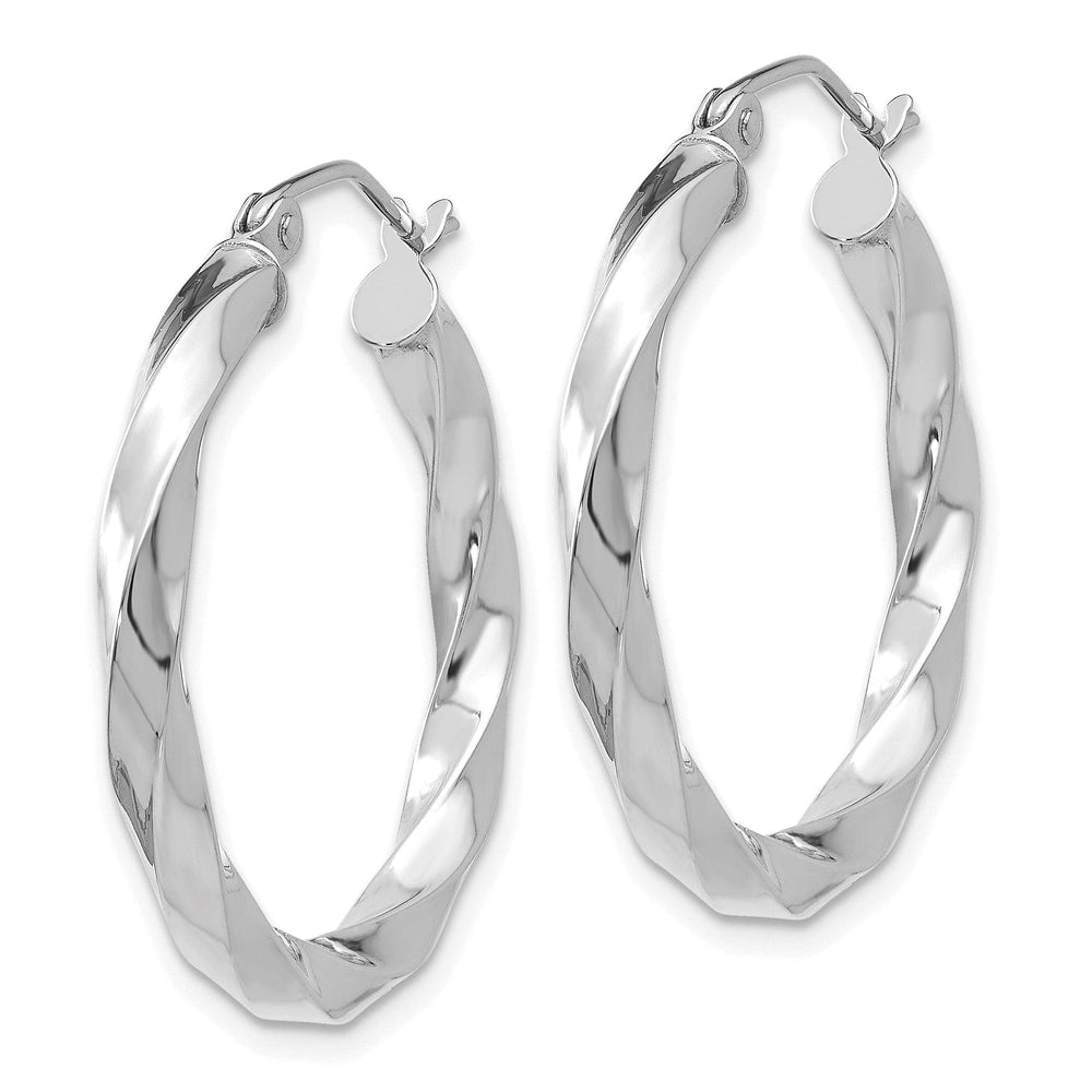 Lovely Rita's Earrings 14k White Gold 3MM Twisted Hoop Earrings