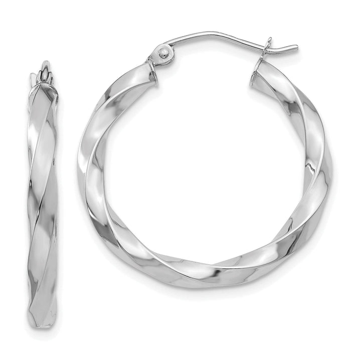 Lovely Rita's Earrings 14k White Gold 3MM Twisted Hoop Earrings