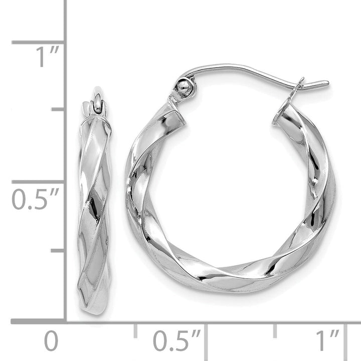 Lovely Rita's Earrings 14k White Gold 3MM Twisted Hoop Earrings