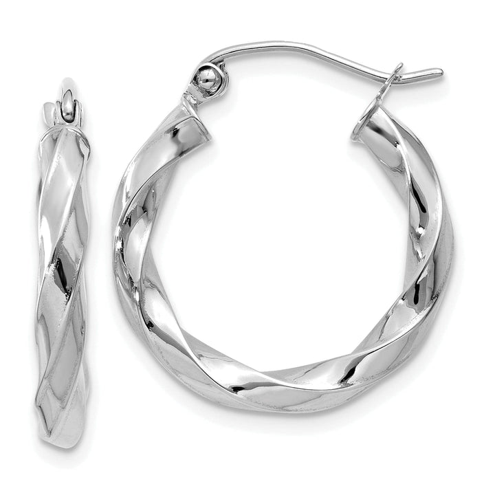 Lovely Rita's Earrings 14k White Gold 3MM Twisted Hoop Earrings