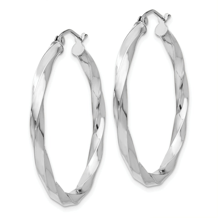 Lovely Rita's Earrings 14k White Gold 3MM Twisted Hoop Earrings