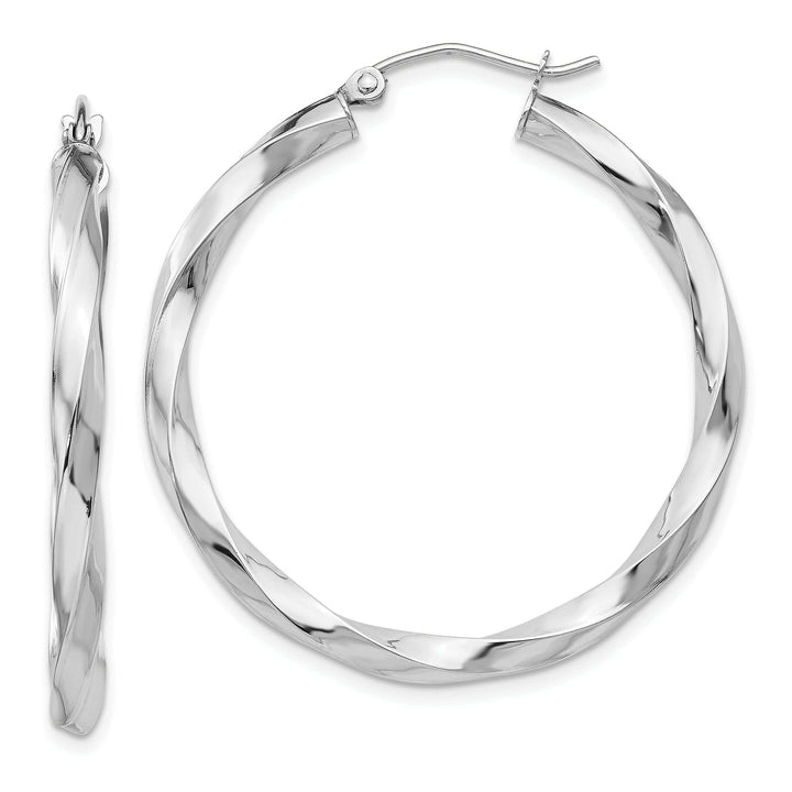 Lovely Rita's Earrings 14k White Gold 3MM Twisted Hoop Earrings