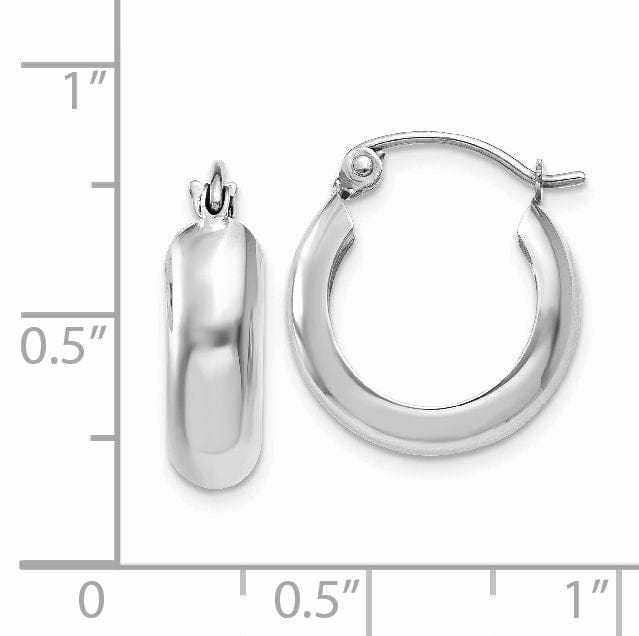 Lovely Rita's Earrings 14k White Gold 4MM Round Hoop Earrings