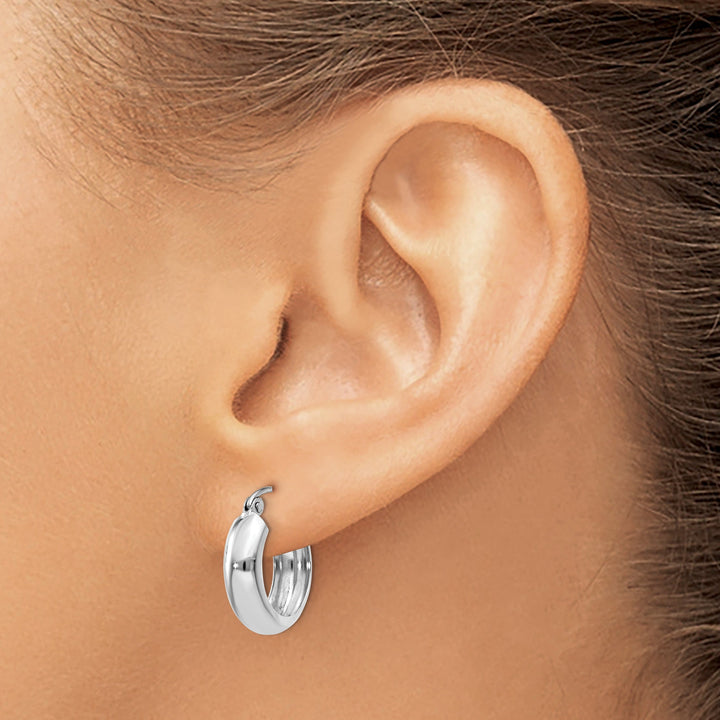 Lovely Rita's Earrings 14k White Gold 4MM Round Hoop Earrings