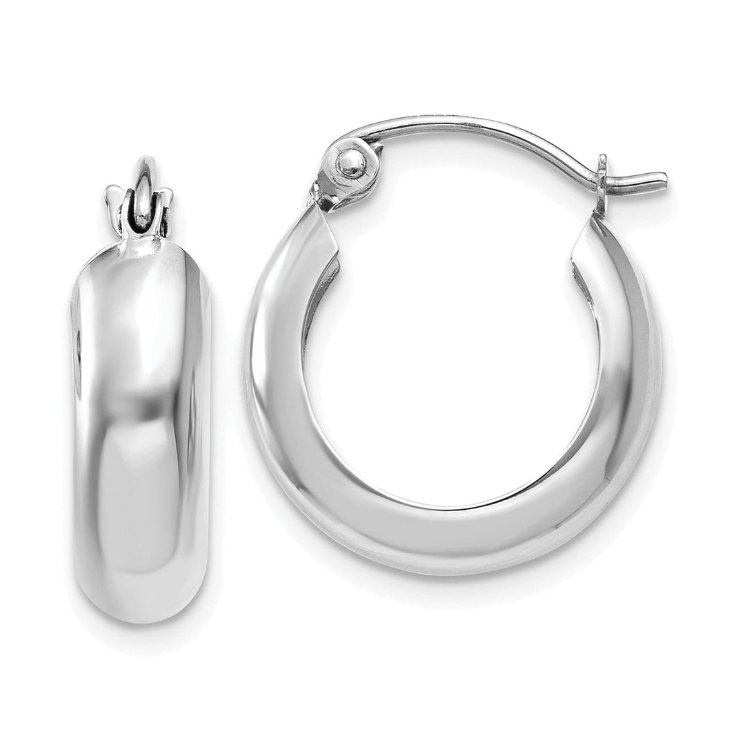 Lovely Rita's Earrings 14k White Gold 4MM Round Hoop Earrings