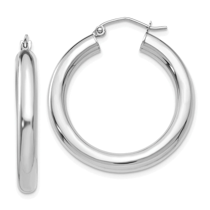 Lovely Rita's Earrings 14k White Gold 4MM x 30MM Tube Hoop Earrings