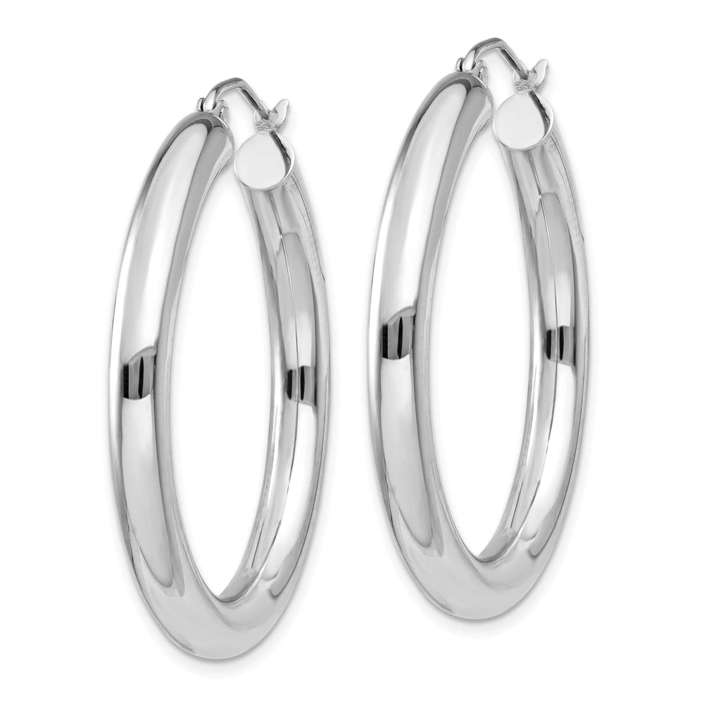 Lovely Rita's Earrings 14k White Gold 4MM x 35MM Tube Hoop Earrings