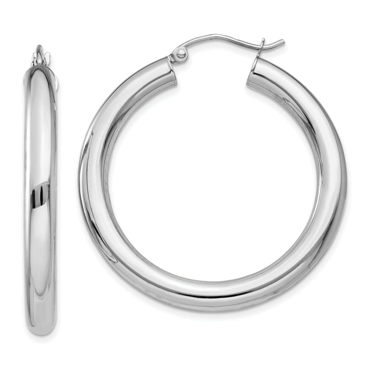 Lovely Rita's Earrings 14k White Gold 4MM x 35MM Tube Hoop Earrings