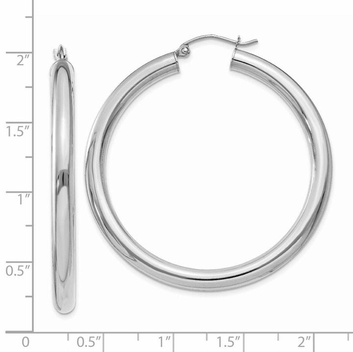 Lovely Rita's Earrings 14k White Gold 4MM x 45MM Tube Hoop Earrings