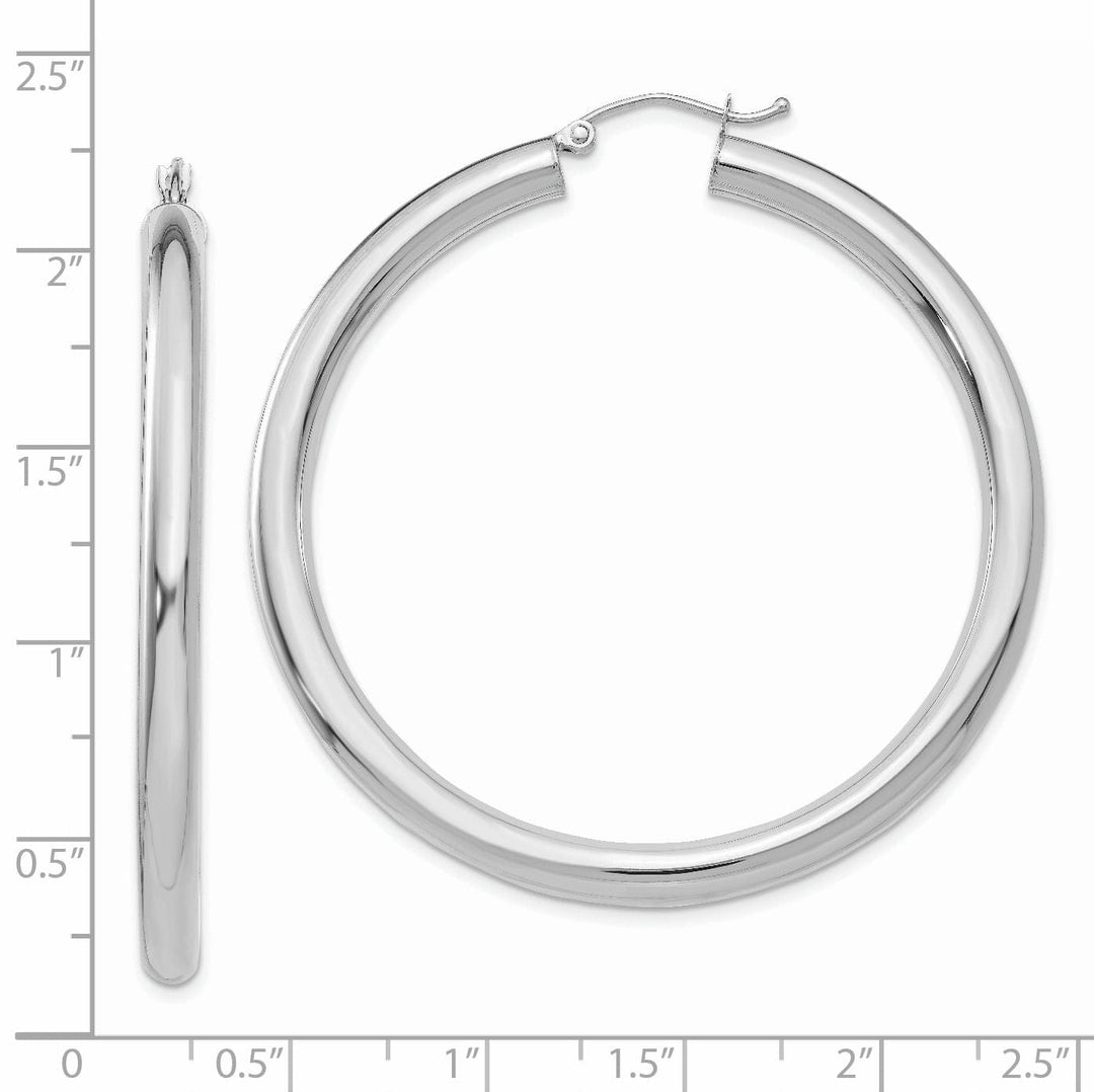 Lovely Rita's Earrings 14k White Gold 4MM x 50MM Tube Hoop Earrings