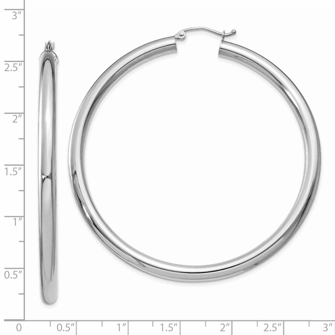 Lovely Rita's Earrings 14k White Gold 4MM x 60MM Tube Hoop Earrings