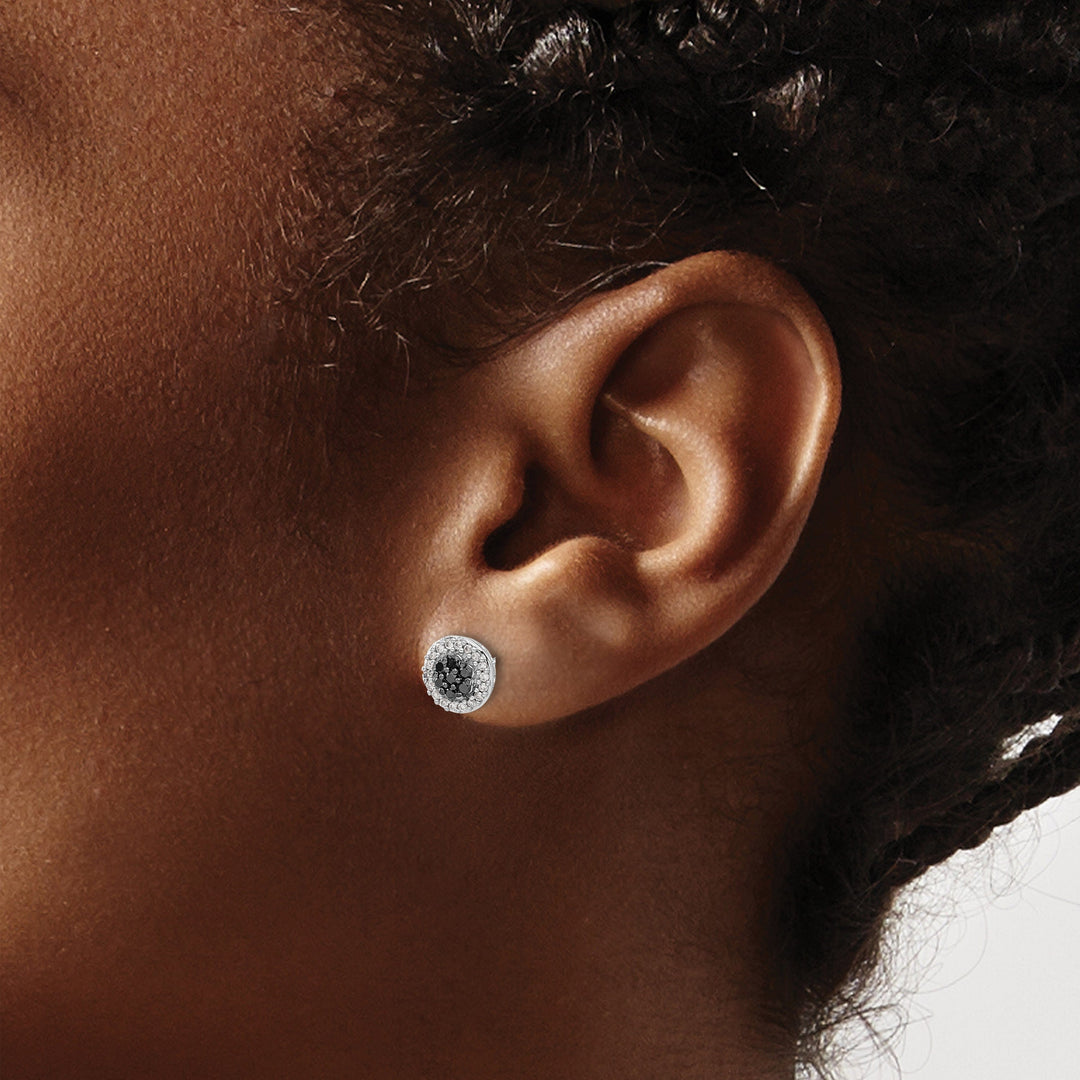 Lovely Rita's Earrings 14k White Gold Black and White Diamond Post Earrings