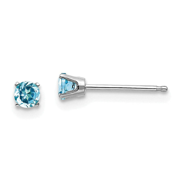 Lovely Rita's Earrings 14k White Gold Blue Topaz Birthstone Earrings
